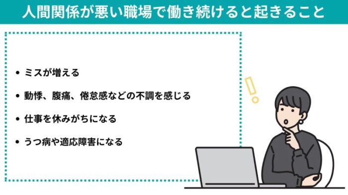 人間関係が悪い職場で働き続けると起きること